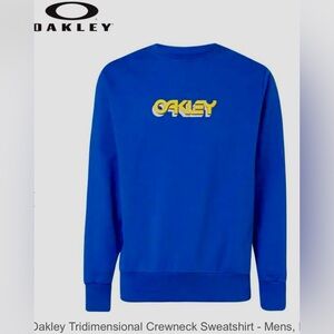 Oakley Cotton Sweatshirt Ribbed Cuffs & Hem tridimensional blue color Size M NWT
